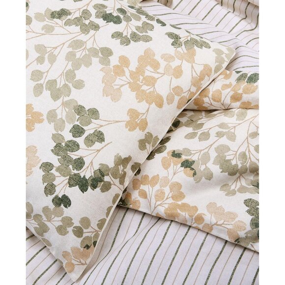 Charter Club Leaves Reversible 3-Piece Cotton Comforter Set Green Multi King - Picture 8 of 9